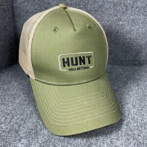 Hunt Snapback Trucker Hat Green/Beige Adjustable OSFM Outdoors Trail Hunting